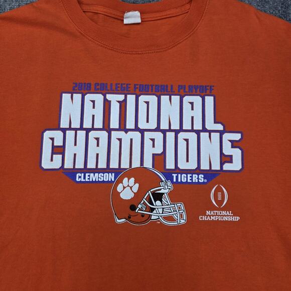 Clemson Tigers Shirt Mens XL Orange NCAA Football 2018 National Champions Hanes - Picture 9 of 14